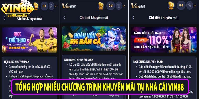 Tổng hợp nhiều chương trình khuyến mãi tại nhà cái Vin88